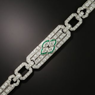 Art Deco Platinum Diamond and Emerald Bracelet - 2