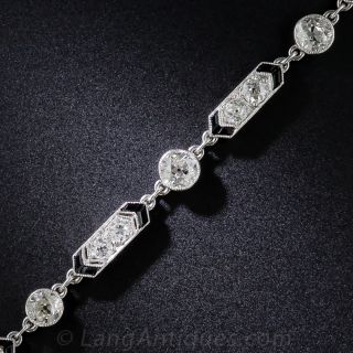 Art Deco Platinum Diamond and Onyx Bracelet