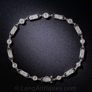 Art Deco Platinum Diamond and Onyx Bracelet