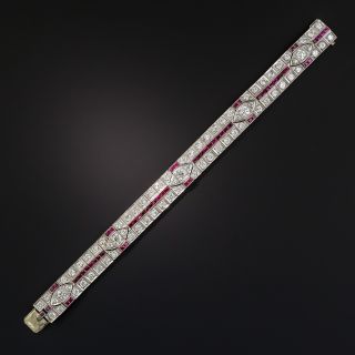 Art Deco Platinum Diamond and Ruby Bracelet - 3