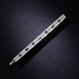 Art Deco Platinum, Diamond and Sapphire Barrette