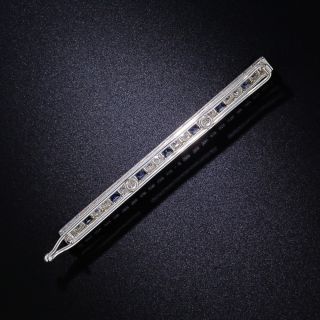 Art Deco Platinum, Diamond and Sapphire Barrette