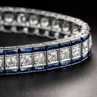 Art Deco Platinum Diamond and Sapphire Bracelet
