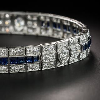 Art Deco Platinum Diamond and Sapphire Bracelet - 2
