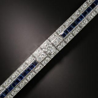 Art Deco Platinum Diamond and Sapphire Bracelet
