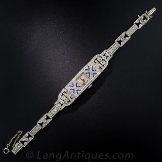 Art Deco Platinum, Diamond and Sapphire Bracelet Watch