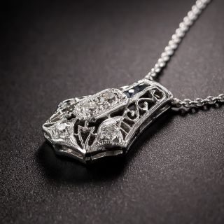 Art Deco Platinum, Diamond and Sapphire Pendant