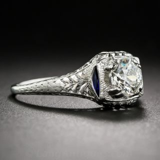 Art Deco Platinum, Diamond and Sapphire Ring