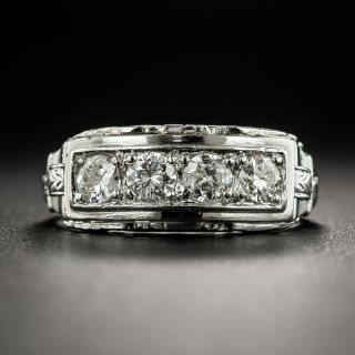 Art Deco Platinum Diamond Band Ring - 1