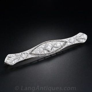 Art Deco Platinum Diamond Bar Brooch