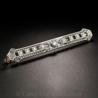 Art Deco Platinum Diamond Bar Pin