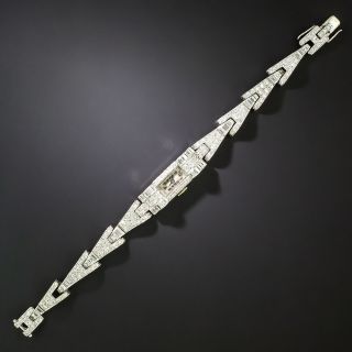 Art Deco Platinum Diamond Bracelet Watch - 4