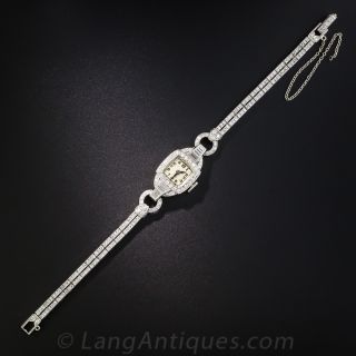 Art Deco Platinum Diamond Bracelet Watch