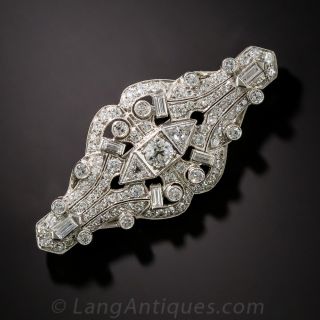 Art Deco Platinum Diamond Brooch - 2