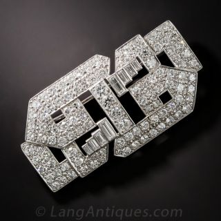 Art Deco Platinum Diamond Brooch - 1