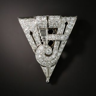 Art Deco Platinum Diamond Clip - 2