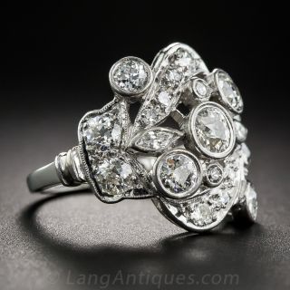 Art Deco Platinum Diamond Cluster Ring
