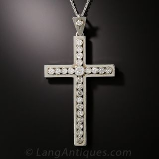 Art Deco Platinum Diamond Cross