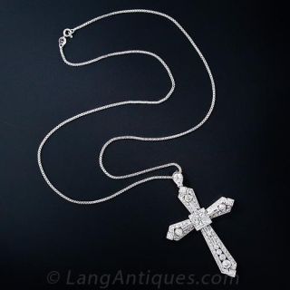Art Deco Platinum Diamond Cross
