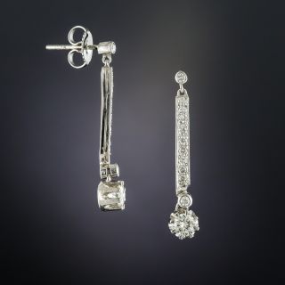 Art Deco Platinum Diamond Dangle Earrings
