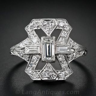 Art Deco Platinum Diamond Dinner Ring