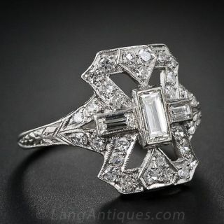 Art Deco Platinum Diamond Dinner Ring