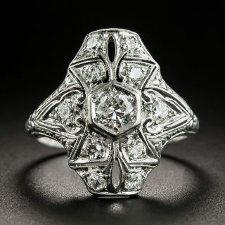Art Deco Platinum Diamond Dinner Ring - 2