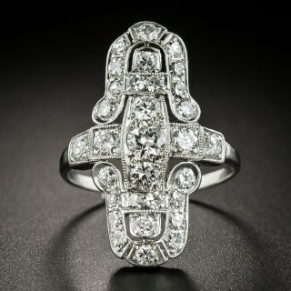 Art Deco Platinum Diamond Dinner Ring - 3