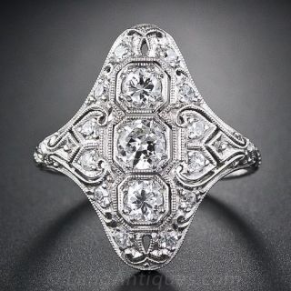 Art Deco Platinum Diamond Dinner Ring - 1