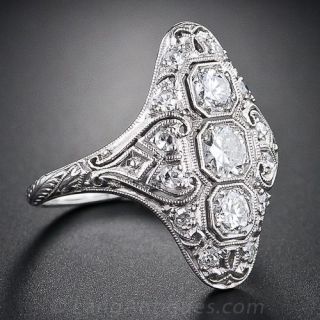 Art Deco Platinum Diamond Dinner Ring