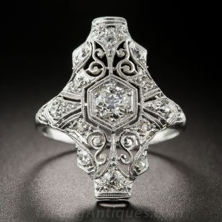 Art Deco Platinum Diamond Dinner Ring