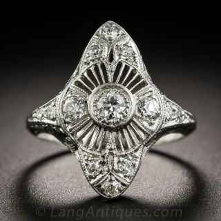 Art Deco Platinum Diamond Dinner Ring