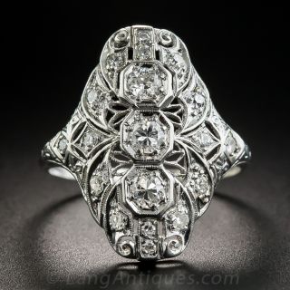 Art Deco Platinum Diamond Dinner Ring