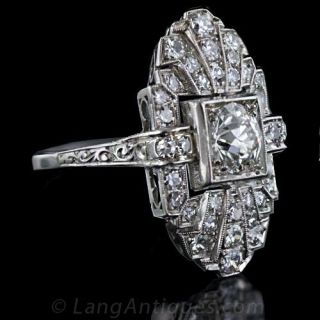 Art Deco Platinum Diamond Dinner Ring