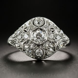 Art Deco Platinum Diamond Dome Ring