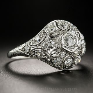 Art Deco Platinum Diamond Dome Ring