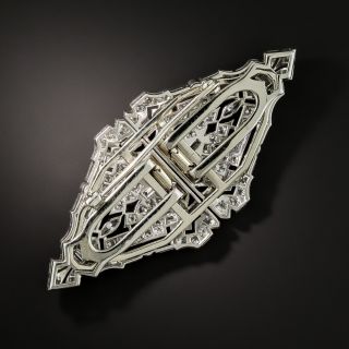 Art Deco Platinum Diamond Double Clip Brooch