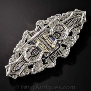 Art Deco Platinum Diamond Double Clip Brooch