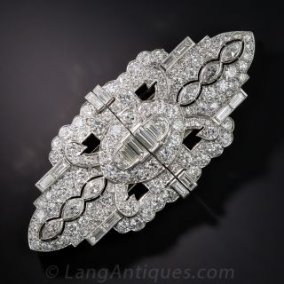 Art Deco Platinum Diamond Dress Clips / Brooch