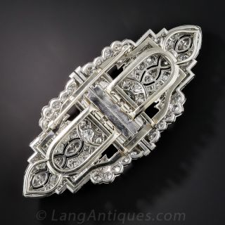 Art Deco Platinum Diamond Dress Clips / Brooch