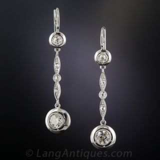 Art Deco Platinum Diamond Drop Earrings