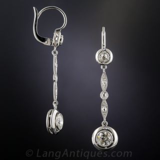 Art Deco Platinum Diamond Drop Earrings