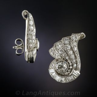 Art Deco Platinum Diamond Earrings