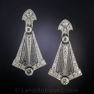 Art Deco Platinum Diamond Earrings
