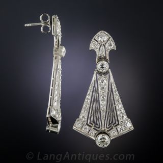 Art Deco Platinum Diamond Earrings
