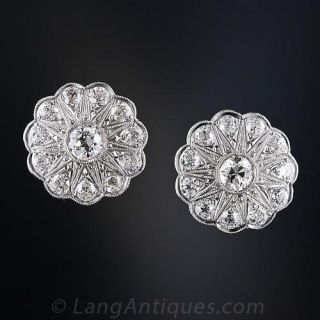 Art Deco Platinum Diamond Earrings