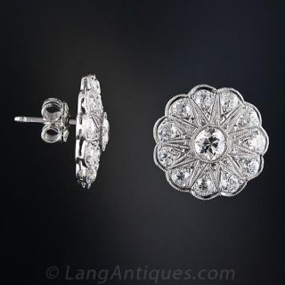 Art Deco Platinum Diamond Earrings