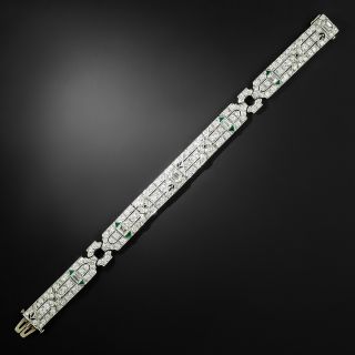 Art Deco Platinum, Diamond, Emerald and Onyx Bracelet - 4