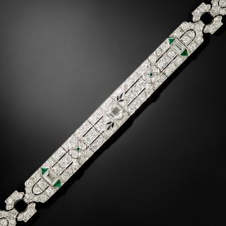 Art Deco Platinum, Diamond, Emerald and Onyx  Bracelet - 5
