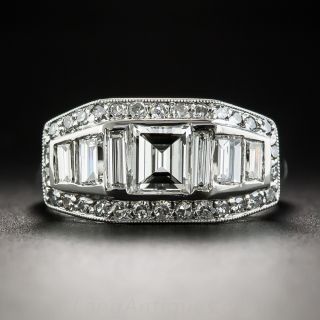 Art Deco Platinum Diamond Engagement Ring - 1